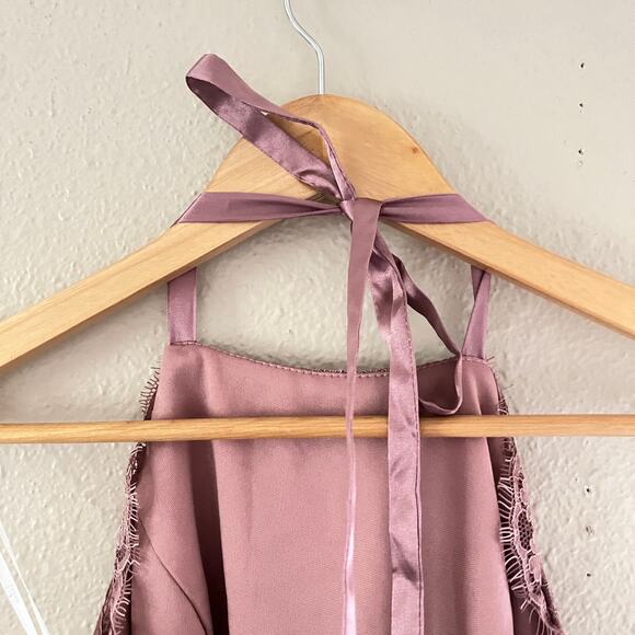 NEW Lulu’s Every Memory Mauve Lace Halter Maxi Dress - Picture 5 of 9